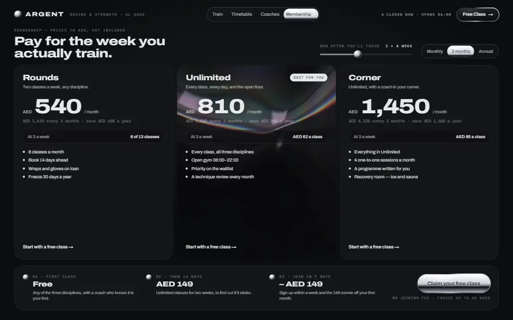 ARGENT — Membership page