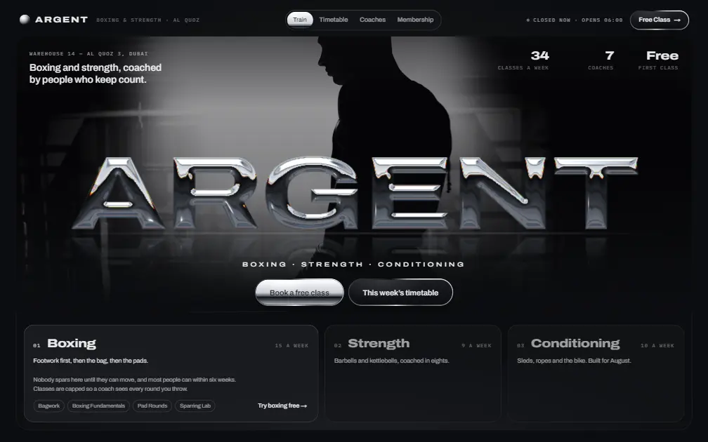 ARGENT — an example gym website
