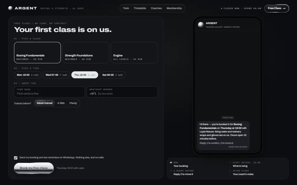 ARGENT — Free Class page