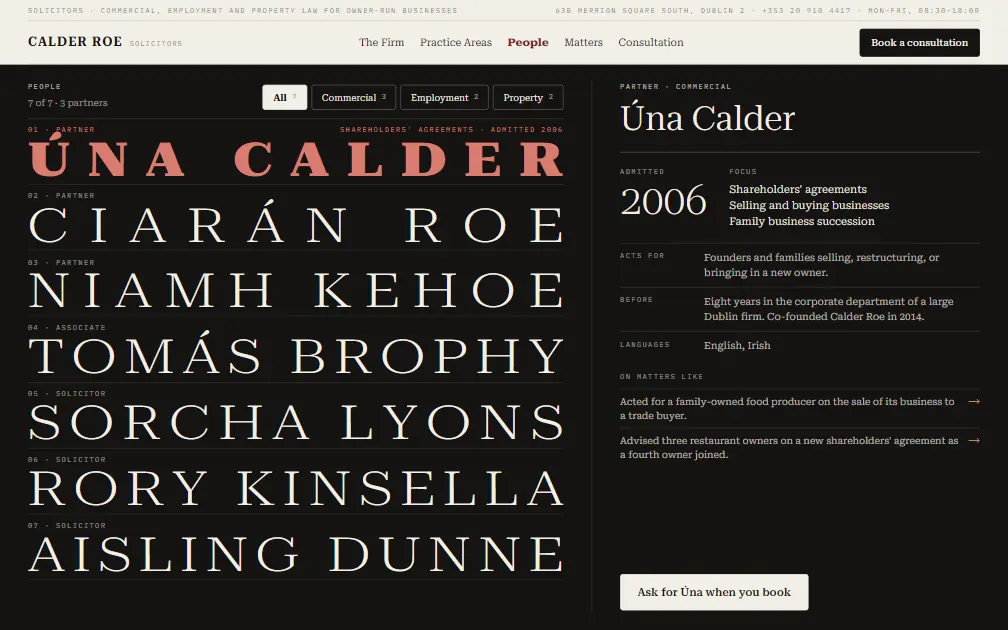 CALDER ROE — People page