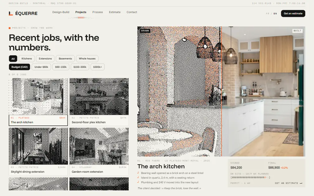ÉQUERRE — Projects page