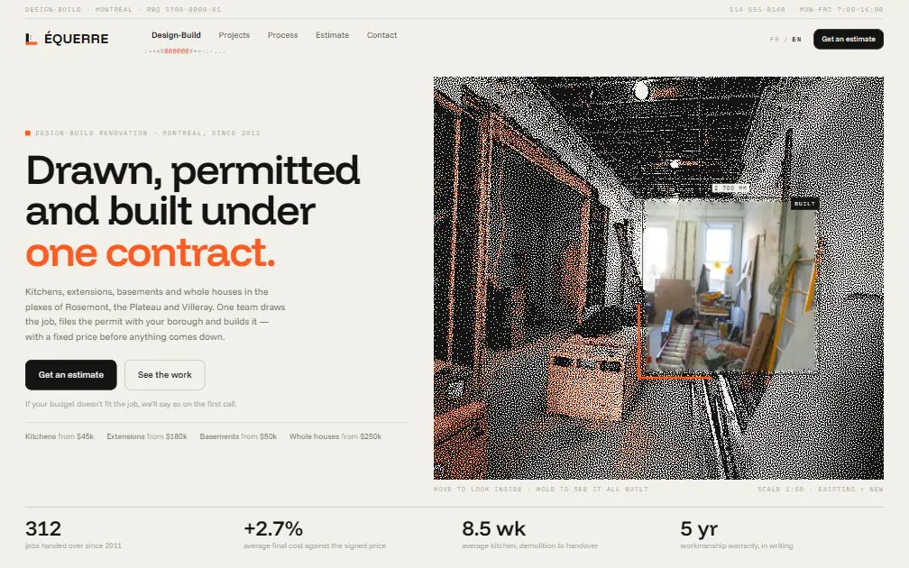 ÉQUERRE — an example contractor website