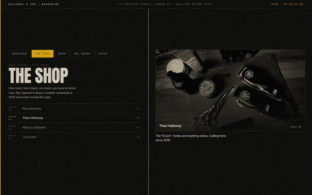 HOLLOWAY & SON — The Shop page