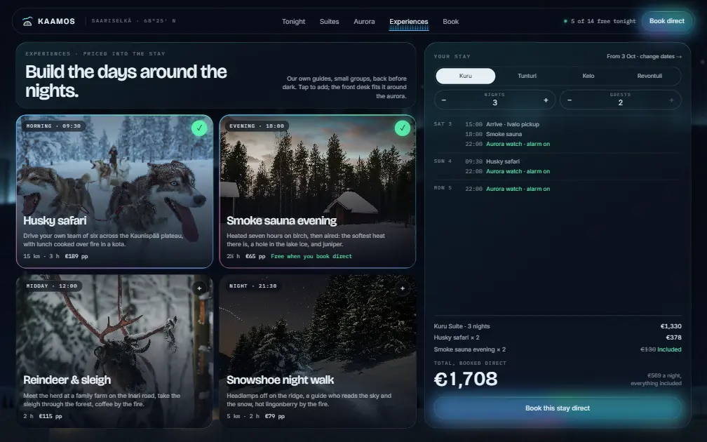KAAMOS — Experiences page