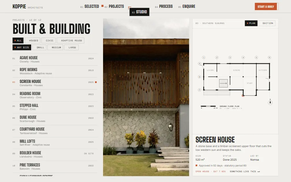 KOPPIE — Projects page