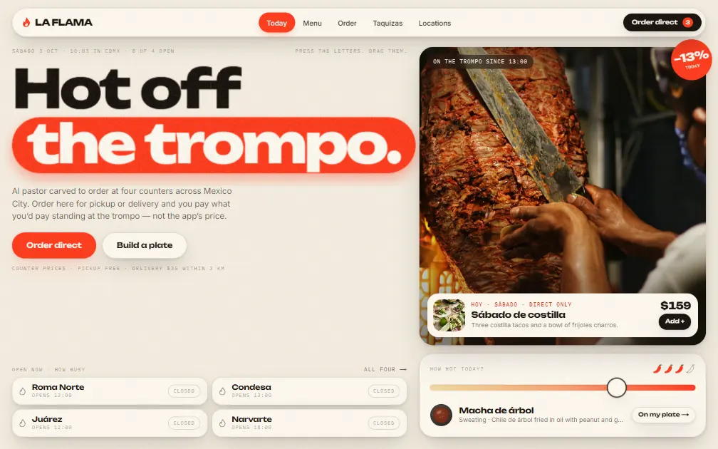 LA FLAMA — an example restaurant website