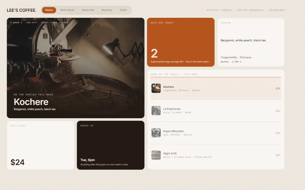LEE’S — an example coffee shop website