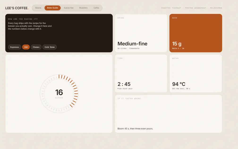 LEE’S COFFEE — Brew Guide page