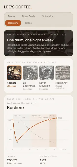LEE’S COFFEE — Roastery, on a phone