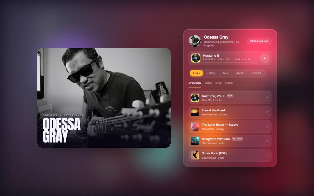 ODESSA GRAY — an example musician website