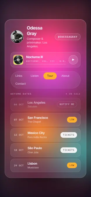 ODESSA GRAY — Tour, on a phone