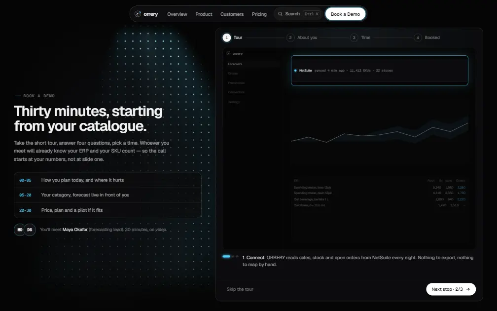 ORRERY — Book a Demo page