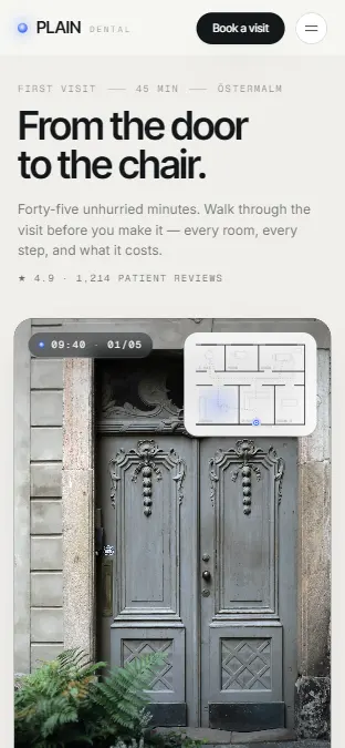 PLAIN DENTAL — First Visit, on a phone
