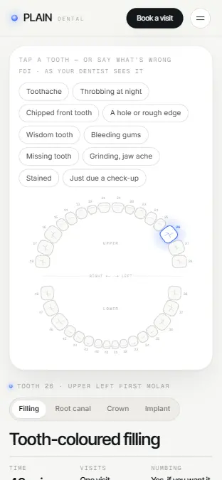 PLAIN DENTAL — Treatments, on a phone