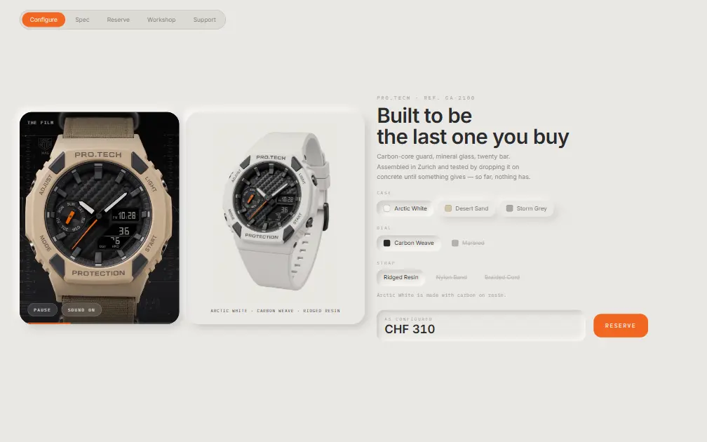 PRO.TECH — an example watch brand website