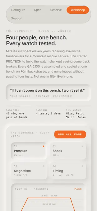 PRO.TECH — Workshop, on a phone