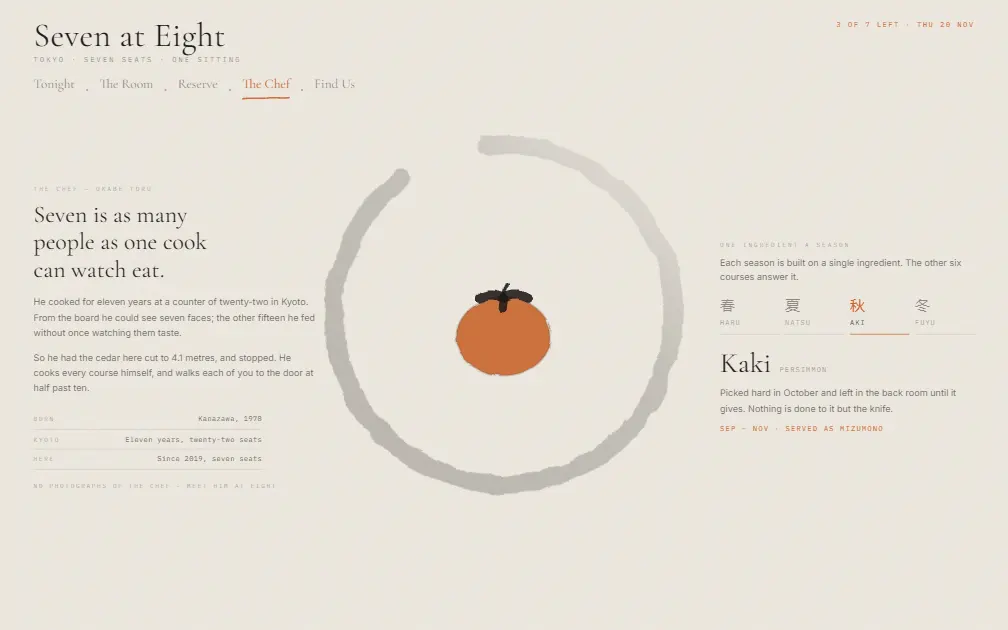 SEVEN AT EIGHT — The Chef page