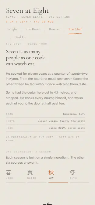SEVEN AT EIGHT — The Chef, on a phone