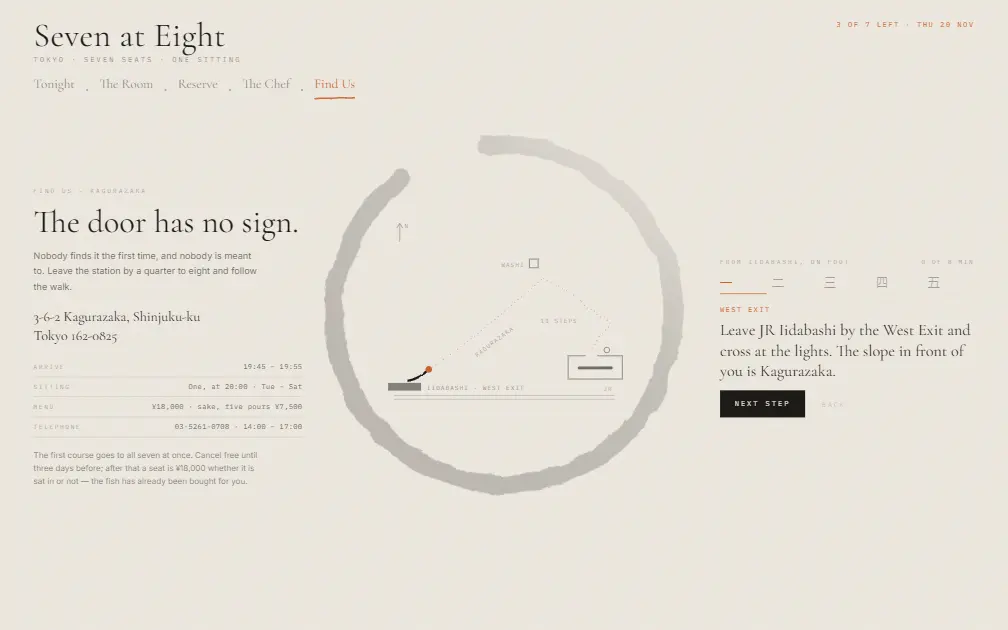 SEVEN AT EIGHT — Find Us page