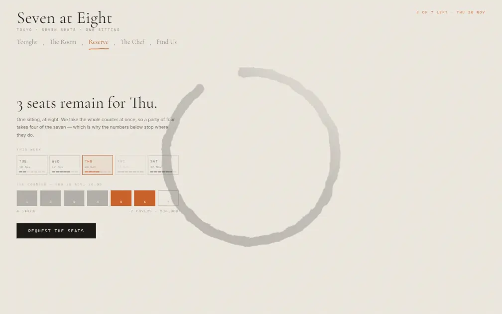 SEVEN AT EIGHT — Reserve page