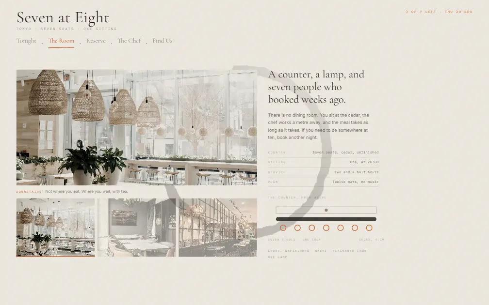 SEVEN AT EIGHT — The Room page