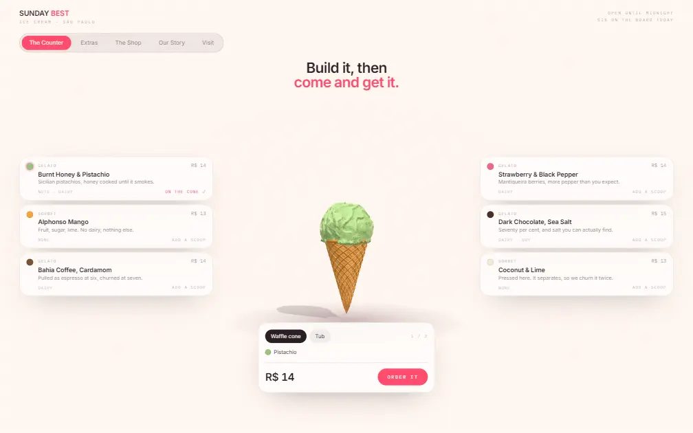 SUNDAY BEST — an example ice cream shop website